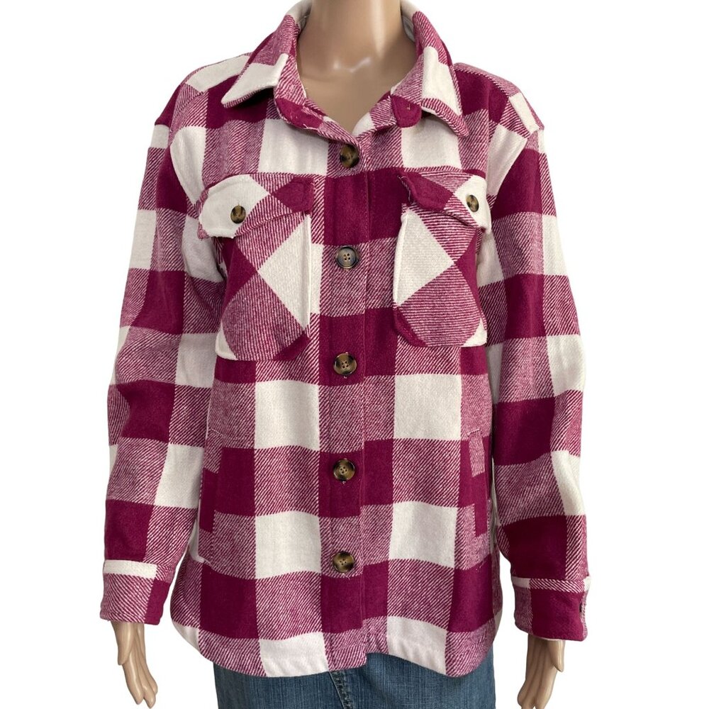Member's Mark Plaid Pink White Shacket Size Small